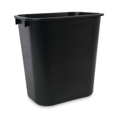 BOARDWALK 14 qt Rectangular Prism Trash Can, Black, Open Top, Plastic 3485201